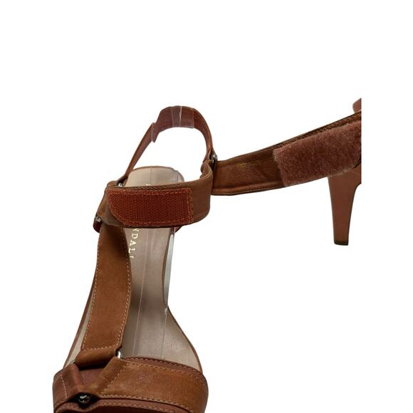 Loeffler Randall Pink Tan leather slingback straps Sandal Heels size 9B - Picture 7 of 13
